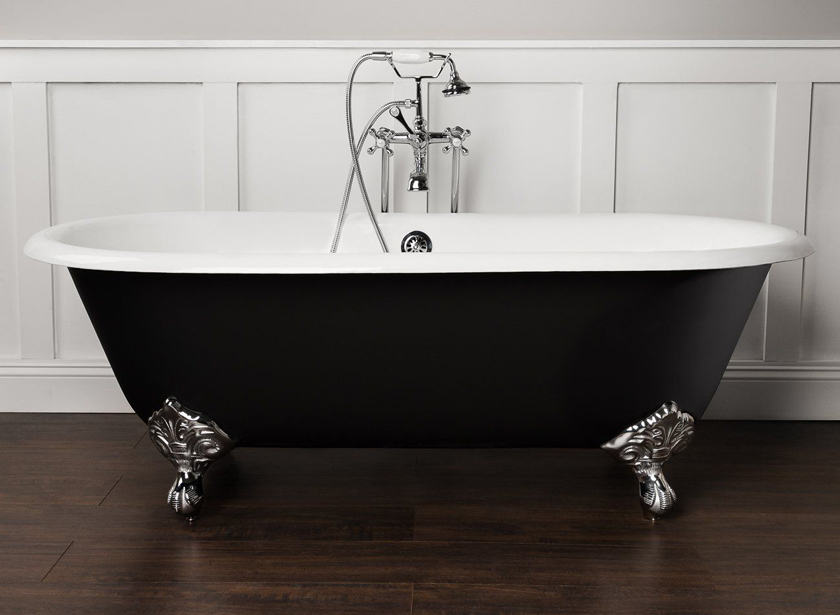 clawfoot tub double ended blac and white