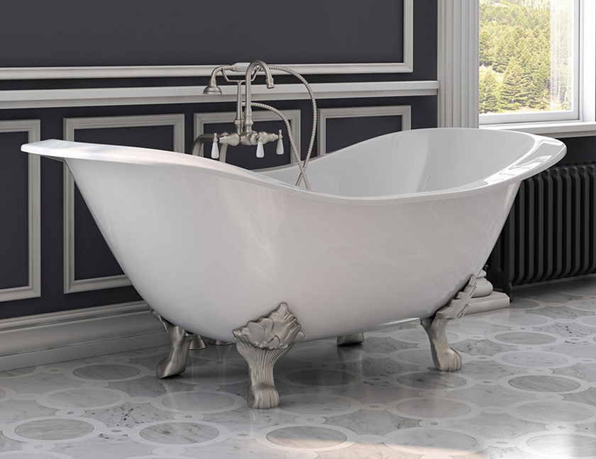 double slipper claw foot bath tub