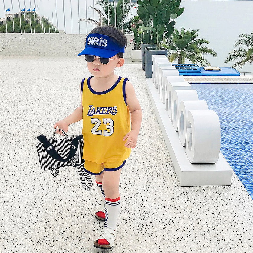 kid wearing nba jersey