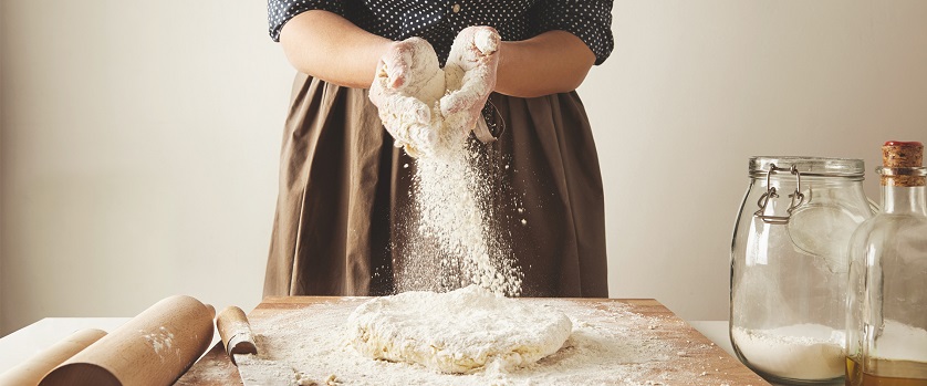 woman cooking with lupin flour