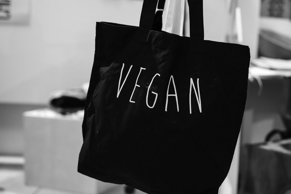 Bag with Vegan sign on it
