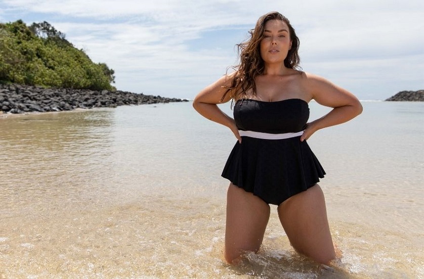 woman wearing a plus-size tankini Australia