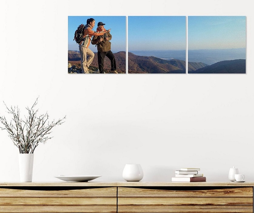 canvas wall prints in a home with a photo of father and daughter
