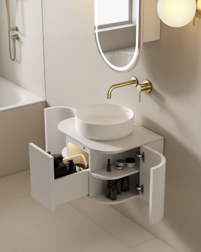 Joslin 600 Fluted Curved Matte White Vanity